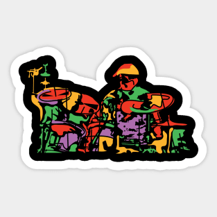 Colorful Drummer Musician Sticker